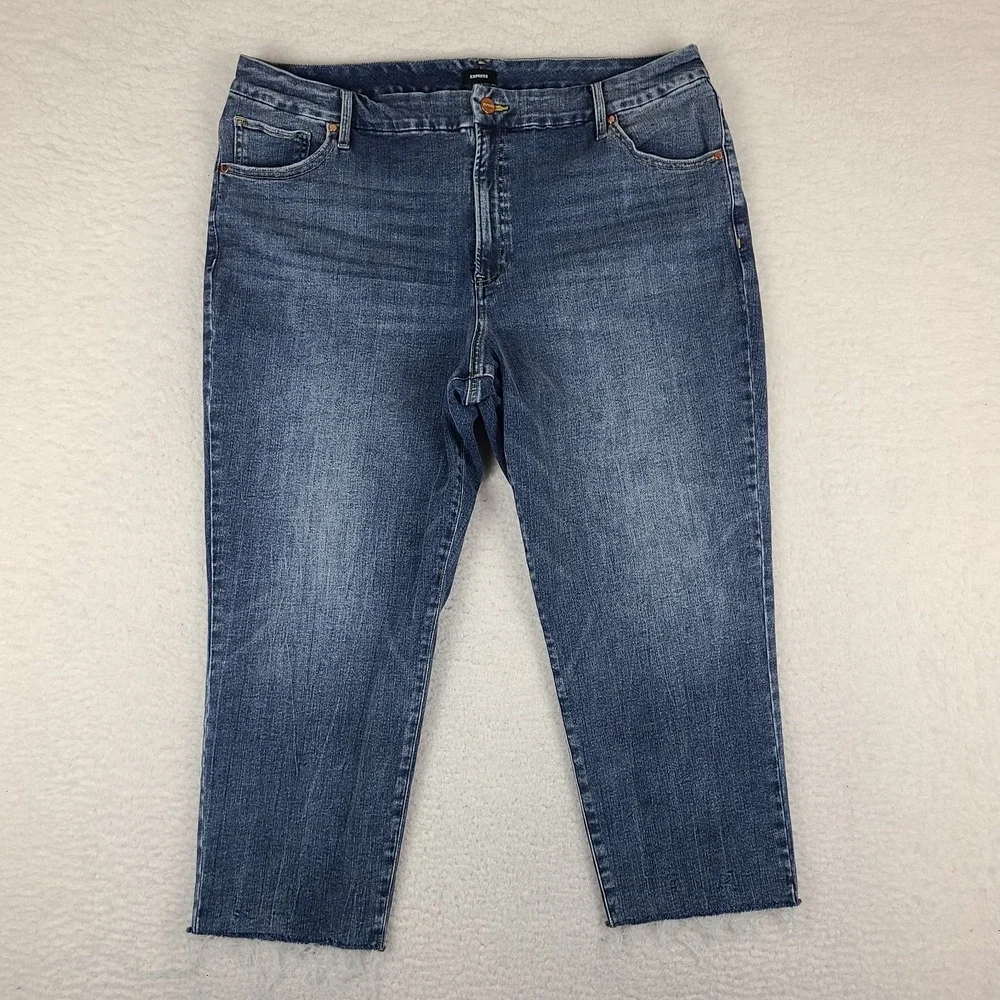 EXPRESS Jeans Womens XL Short 18-22 Straight Ankle High Rise Ultra Hyper Stretch